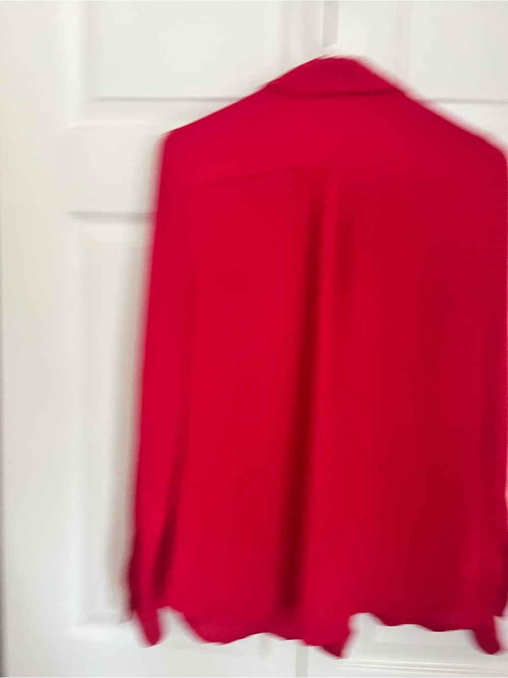 LOFT Red Button-Down Blouse with Chest Pockets - Picture 3 of 3